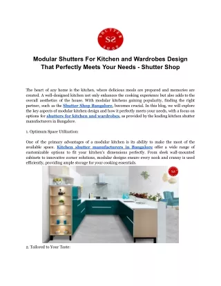 Modular Shutters For Kitchen and Wardrobes Design That Perfectly Meets Your Needs - Shutter Shop