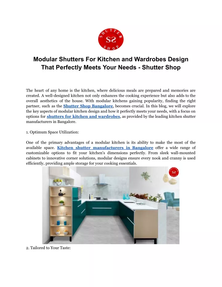 modular shutters for kitchen and wardrobes design