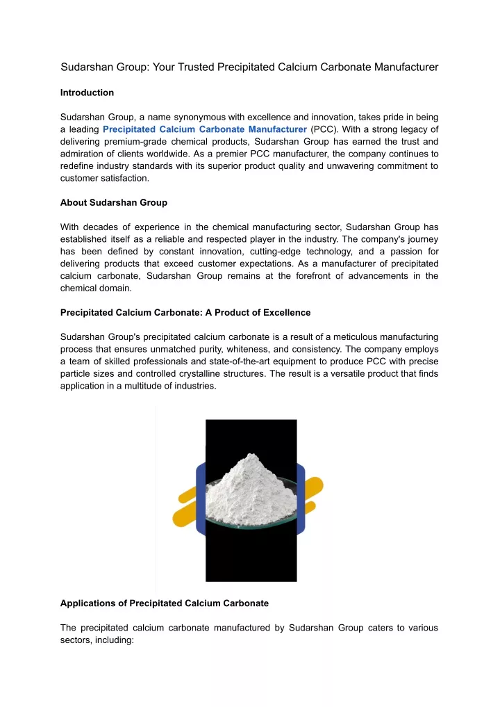 sudarshan group your trusted precipitated calcium