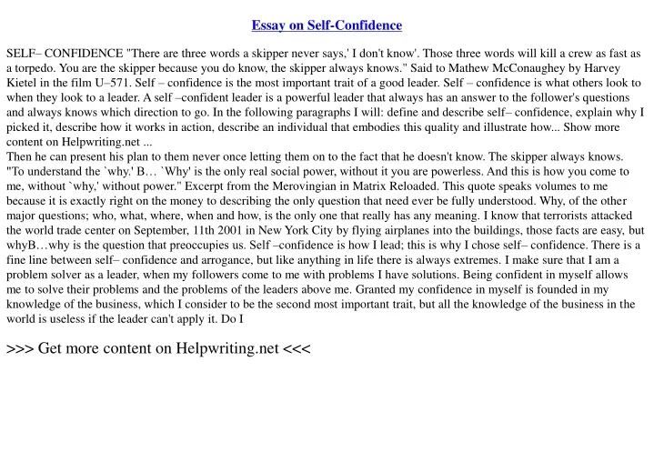 essay on self confidence how to write an essay