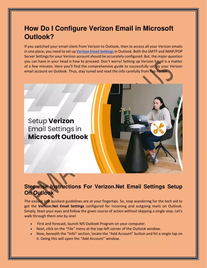 how do i configure verizon email in microsoft