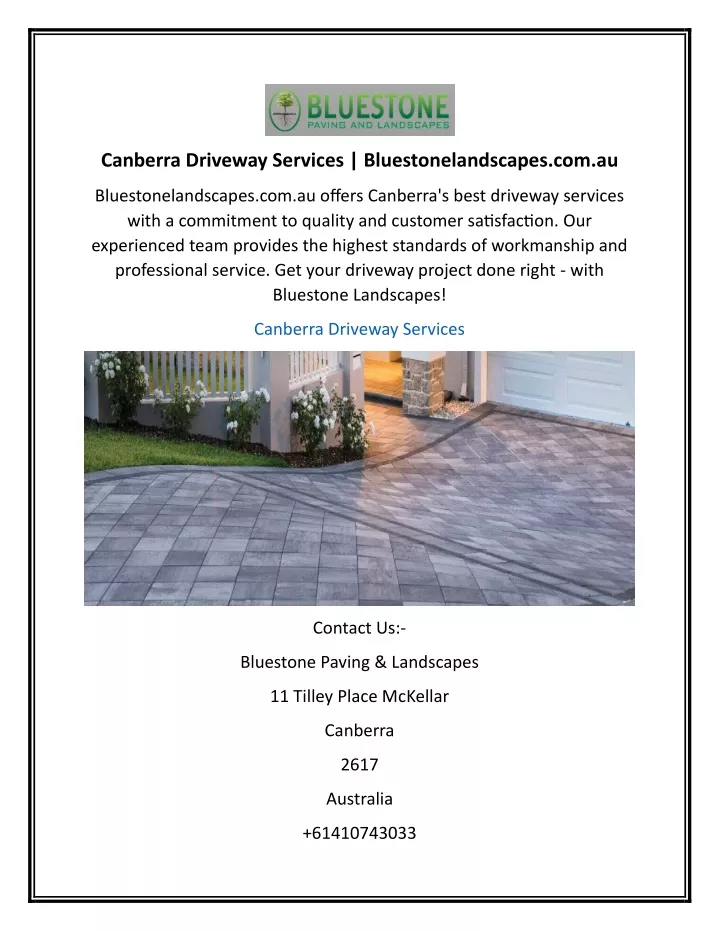 canberra driveway services bluestonelandscapes