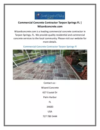 Commercial Concrete Contractor Tarpon Springs FL  Wizardconcrete.com