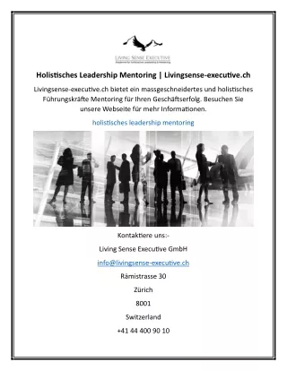 Holistisches Leadership Mentoring  Livingsense-executive.ch
