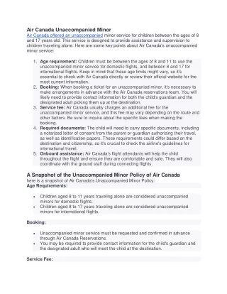 air canada unaccompanied minor air canada offered