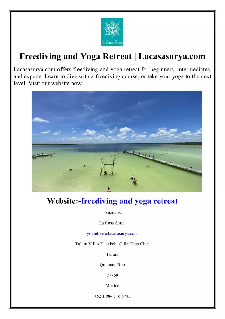 freediving and yoga retreat lacasasurya com