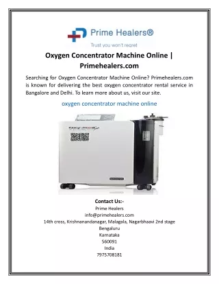 oxygen concentrator machine online primehealers