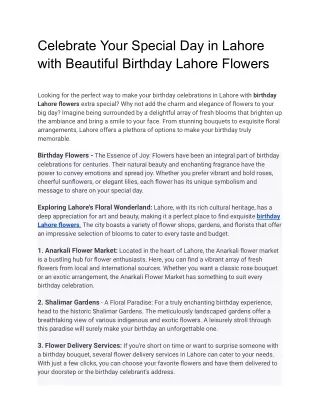 Celebrate Your Special Day in Lahore with Beautiful Birthday Lahore Flowers