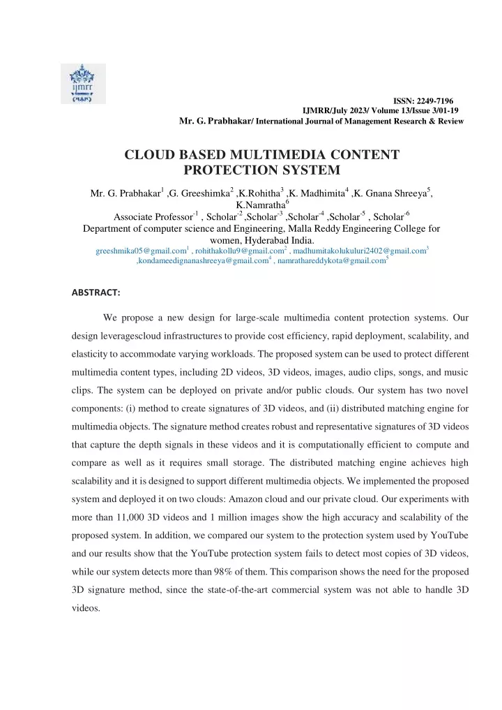 issn 2249 7196 ijmrr july 2023 volume 13 issue