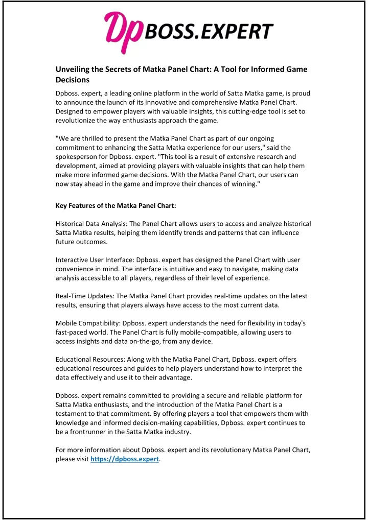 unveiling the secrets of matka panel chart a tool