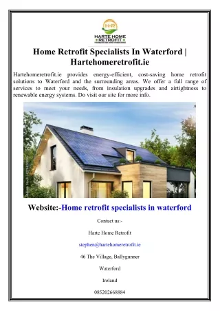 Home Retrofit Specialists In Waterford  Hartehomeretrofit.ie