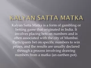 Kalyan Satta Matka