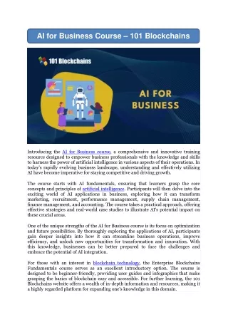 ai for business course 101 blockchains