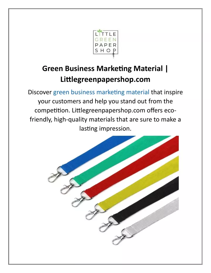 green business marketing material