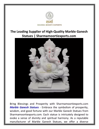 The Leading Supplier of High-Quality Marble Ganesh Statues | Sharmamoortiexports