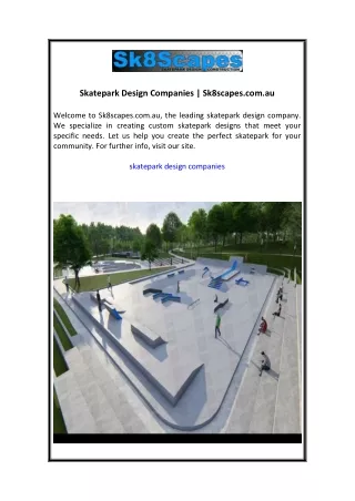 Skatepark Design Companies  Sk8scapes.com.au 01