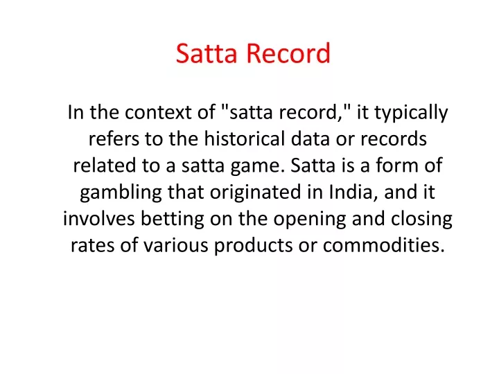 satta record