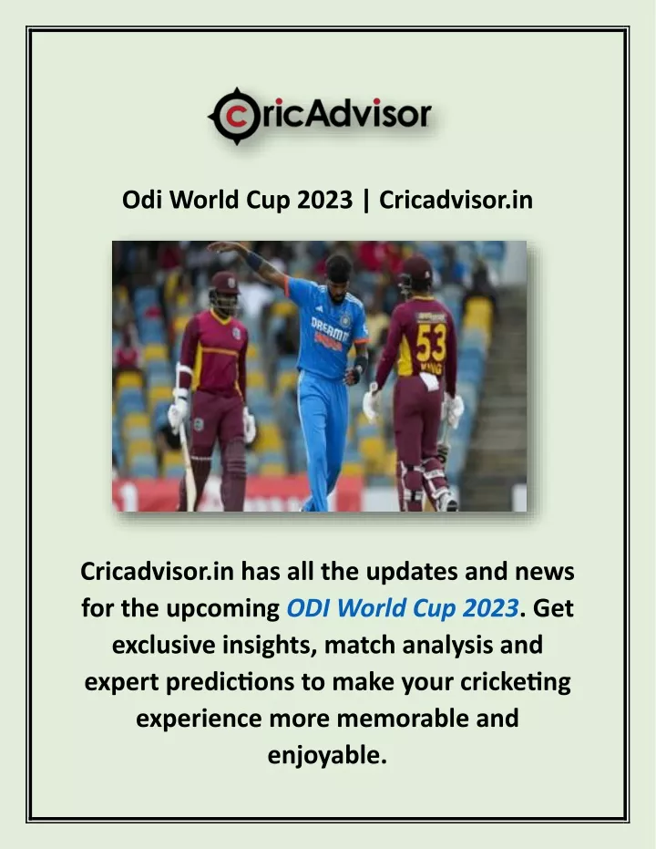 odi world cup 2023 cricadvisor in