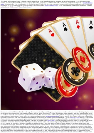 The Ultimate Guide to Online Casinos: Unleashing Endless Fun and Fortune at Your