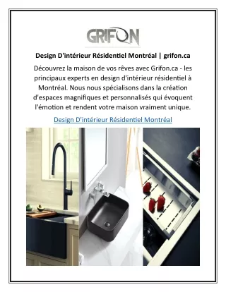 Design D'intérieur Résidentiel Montréal  grifon.ca