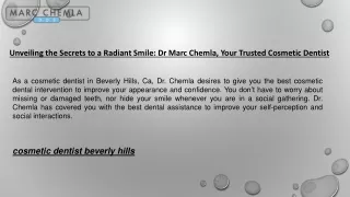 Unveiling the Secrets to a Radiant Smile: Dr Marc Chemla, Your Trusted Cosmetic