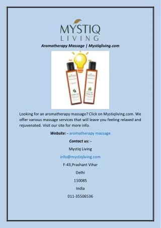 Aromatherapy Massage  Mystiqliving.com