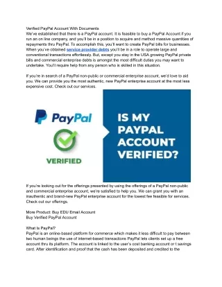 Verified PayPal Account With Documents