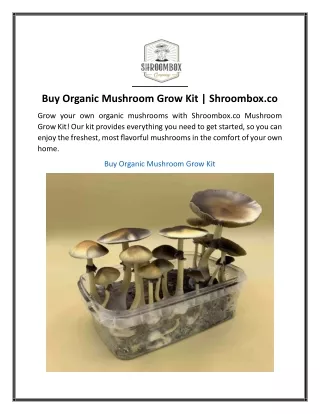 Buy Organic Mushroom Grow Kit  Shroombox.co