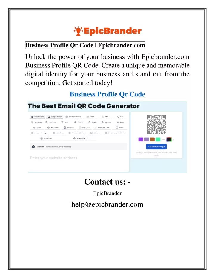 business profile qr code epicbrander com