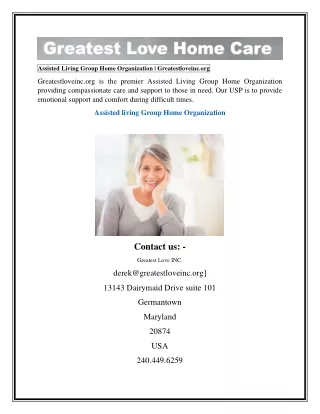 Assisted Living Group Home Organization  Greatestloveinc.org