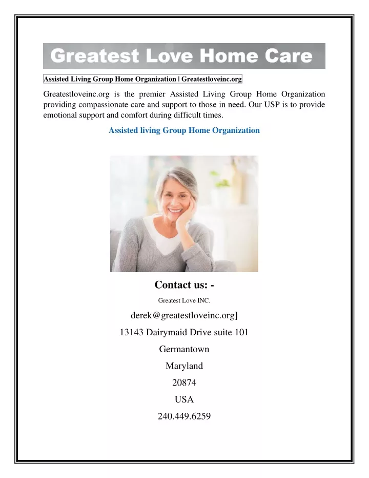 assisted living group home organization