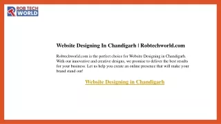 Website Designing In Chandigarh  Robtechworld.com