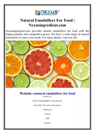 natural emulsifiers for food nexusingredient com