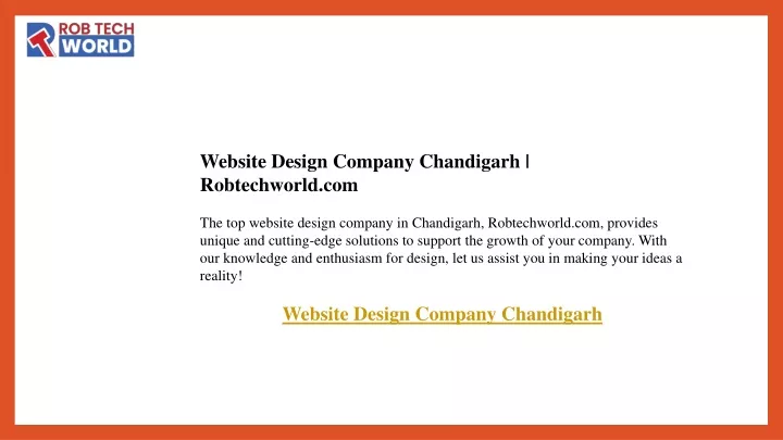 website design company chandigarh robtechworld