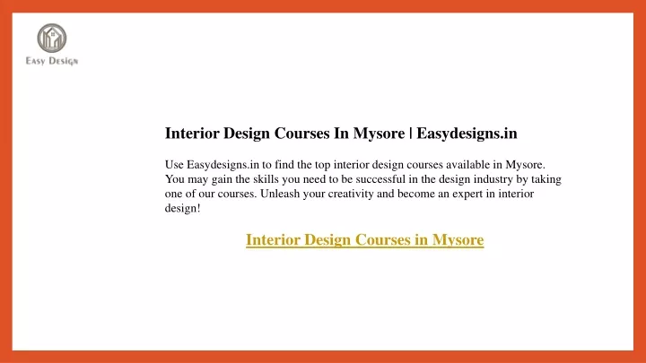 interior design courses in mysore easydesigns