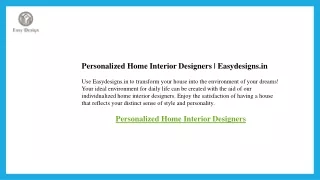 Personalized Home Interior Designers  Easydesigns.in