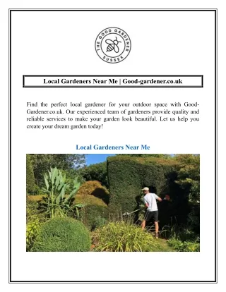 Local Gardeners Near Me  Good-gardener.co.uk