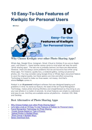 10 Easy To Use Features of Kwikpic for Personal Users