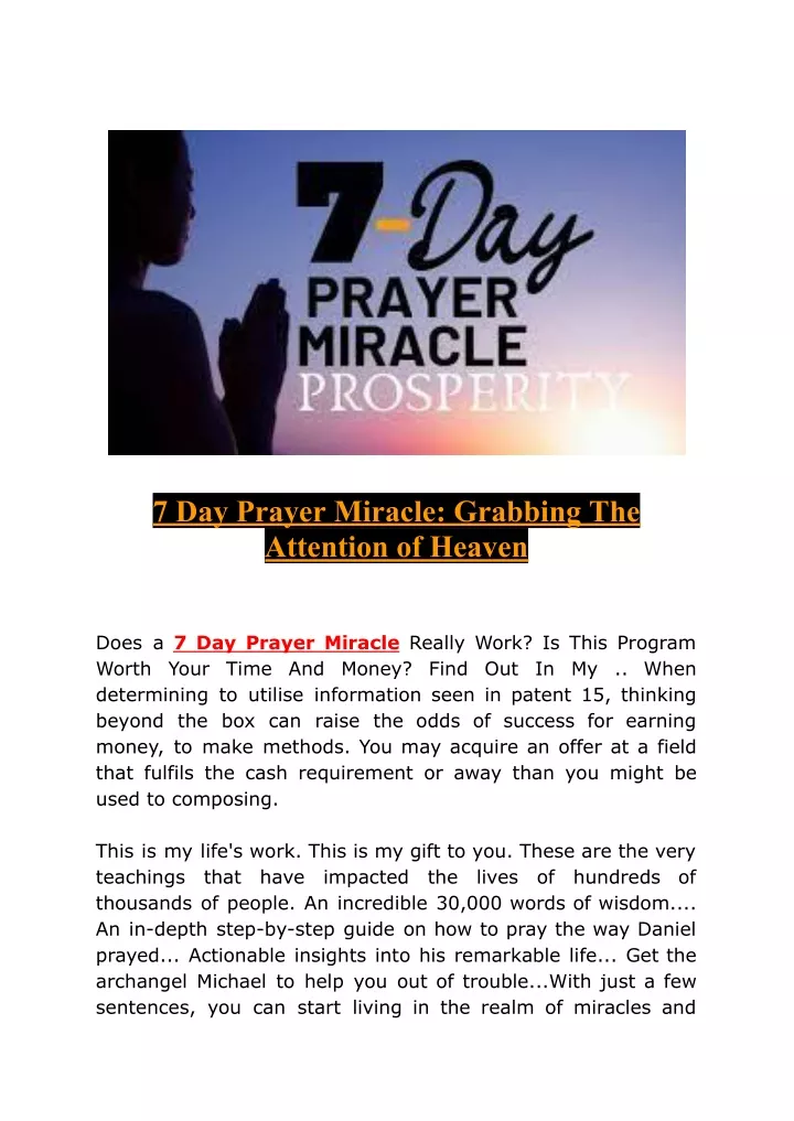 7 day prayer miracle grabbing the attention