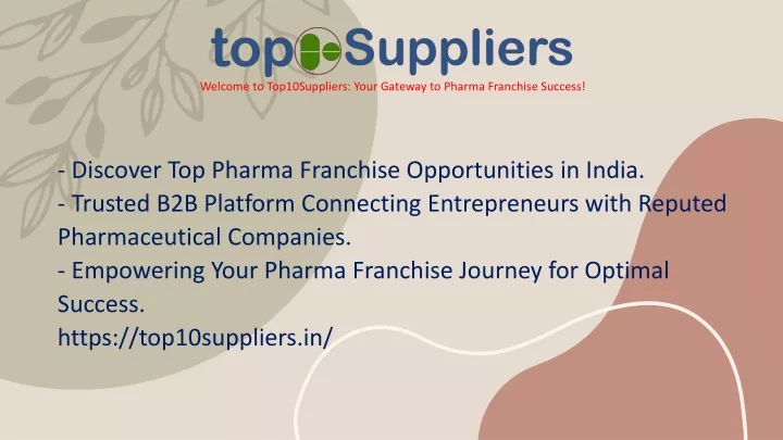 welcome to top10suppliers your gateway to pharma franchise success