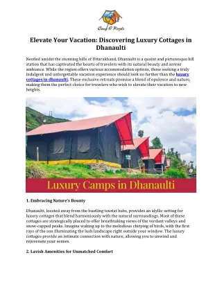 Elevate Your Vacation Discovering Luxury Cottages in Dhanaulti