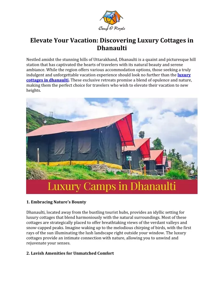 elevate your vacation discovering luxury cottages