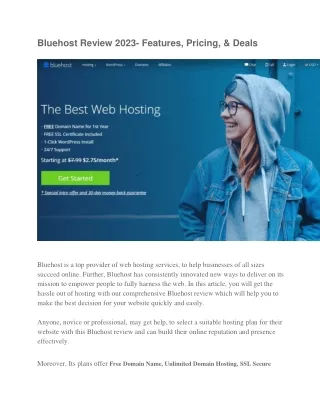 Bluehost Review 2023- GRAB UPTO 75% OFF DEAL