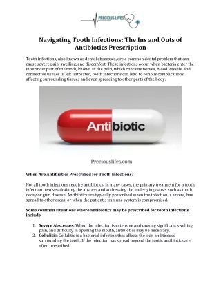 Navigating Tooth Infections The Ins and Outs of Antibiotics Prescription