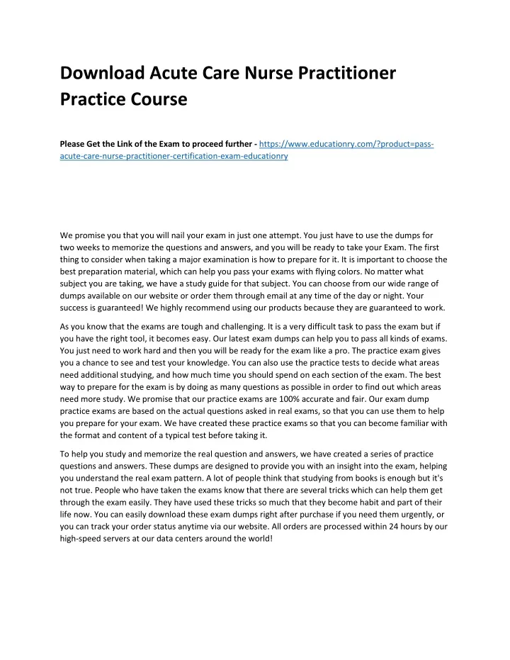download acute care nurse practitioner practice