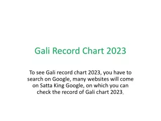 Gali Record Chart 2023