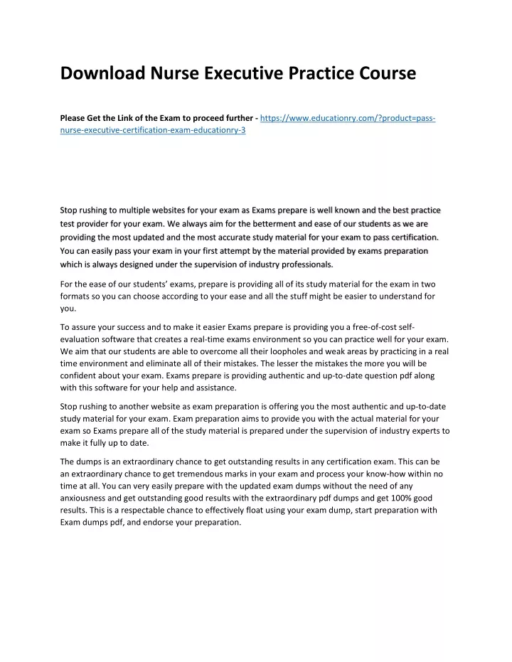 download nurse executive practice course