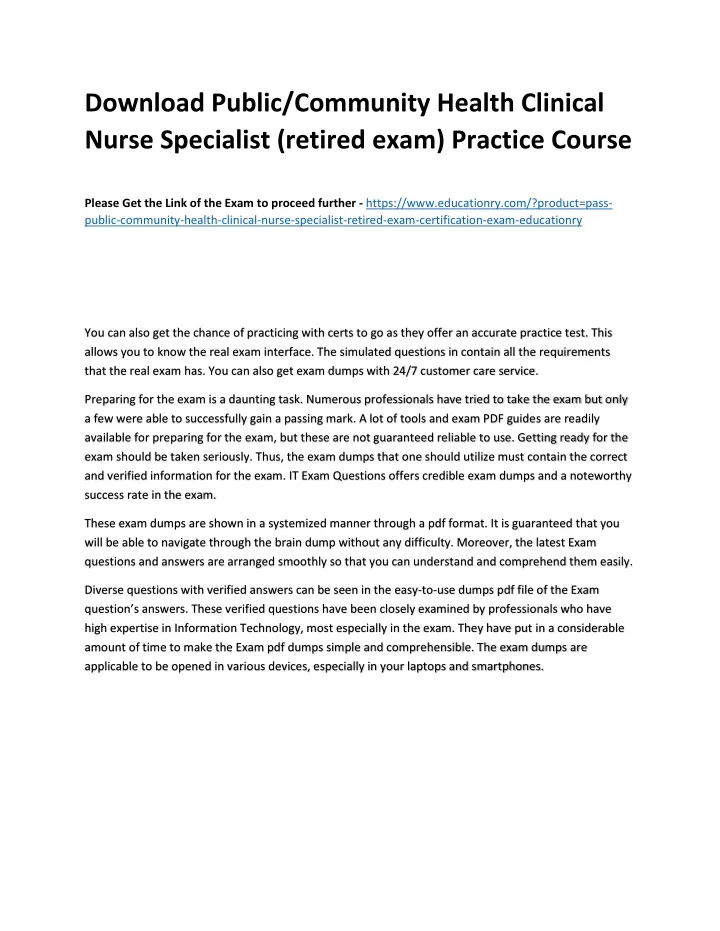 download public community health clinical nurse