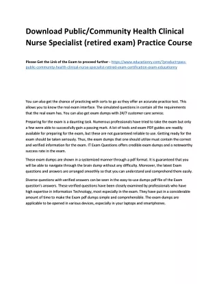 download public community health clinical nurse