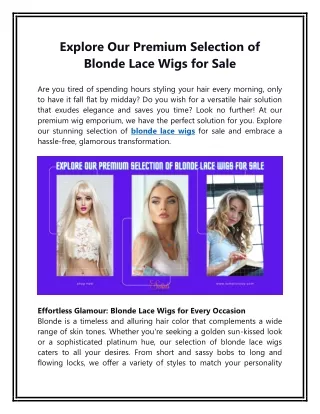 Explore Our Premium Selection of Blonde Lace Wigs for Sale